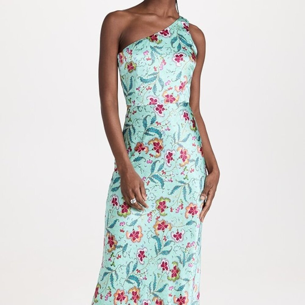 NWT -- Saloni Justine Floral Silk One-Shoulder Maxi Dress